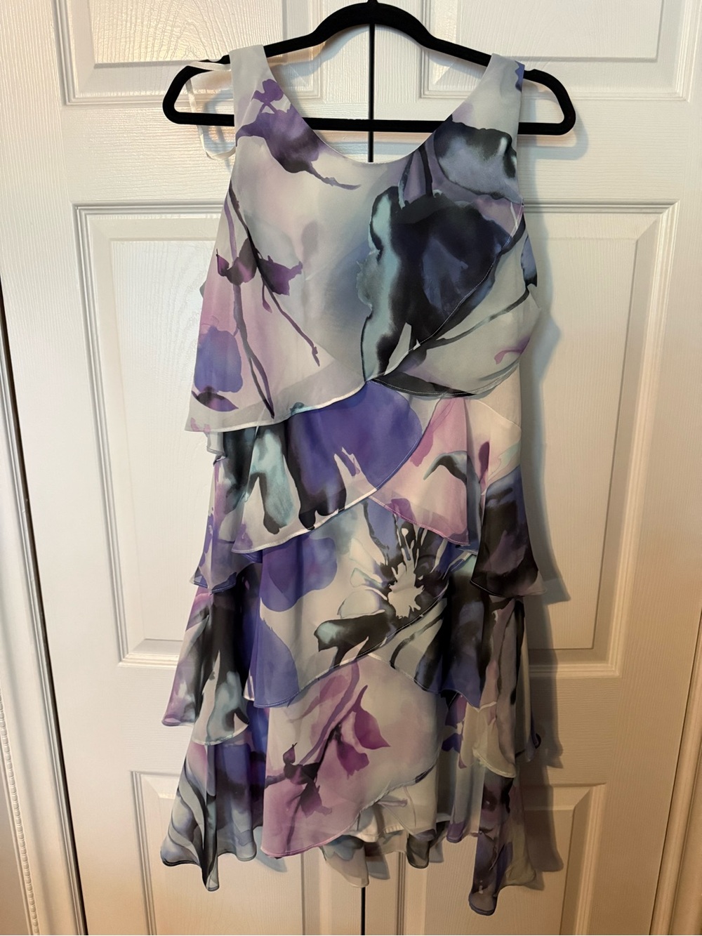 dressbarn Purple & Lavender Floral Layered Dress